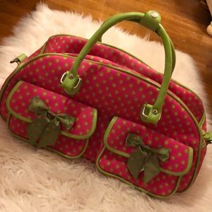 Polka dotted overnight/carry-on bag